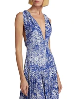 Simone Printed Halter Midi-Dress