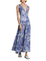 Simone Printed Halter Midi-Dress