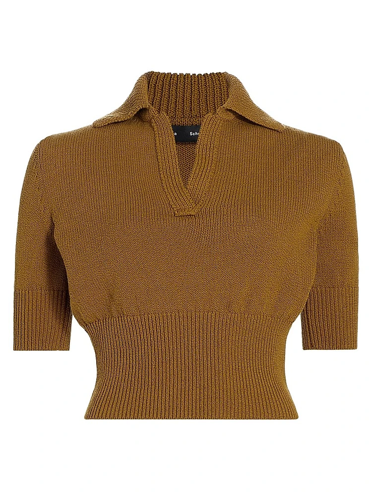 Reeve Cotton-Blend Knit Polo Top