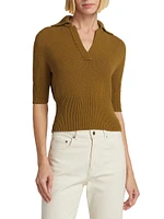 Reeve Cotton-Blend Knit Polo Top