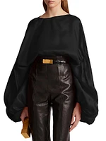 Quico Silk Blouson-Sleeve Top