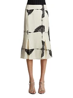 Levy Crane-Print Midi-Skirt