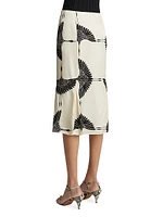 Levy Crane-Print Midi-Skirt