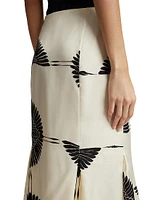 Levy Crane-Print Midi-Skirt