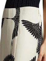 Levy Crane-Print Midi-Skirt