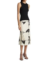 Levy Crane-Print Midi-Skirt