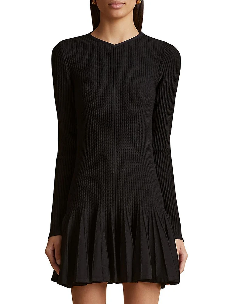 Mamie Ribbed-Knit Minidress