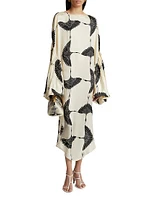 Zelma Bishop-Sleeve Midi-Dress