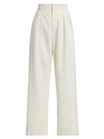 Pleated Wool Low-Rise Trousers