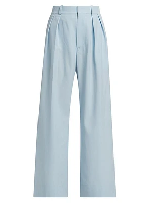 Pleated Wool Low-Rise Trousers