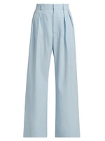 Pleated Wool Low-Rise Trousers