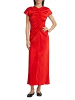 Aubree Ruched Silk Maxi Dress