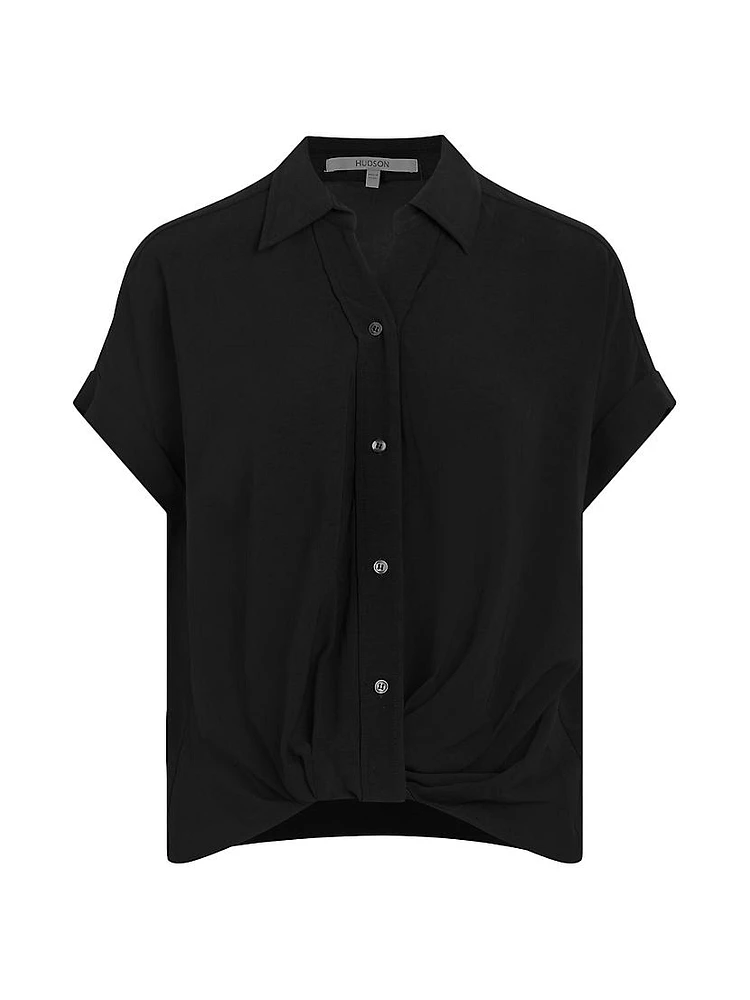 Knotted Button-Front Shirt