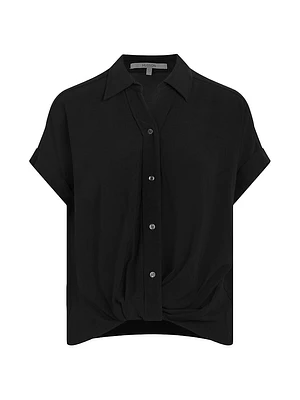 Knotted Button-Front Shirt