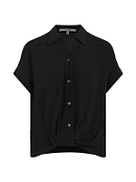 Knotted Button-Front Shirt