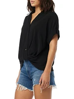 Knotted Button-Front Shirt