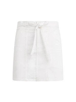 Tie-Waist Cotton Miniskirt