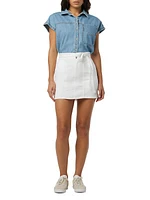 Tie-Waist Cotton Miniskirt