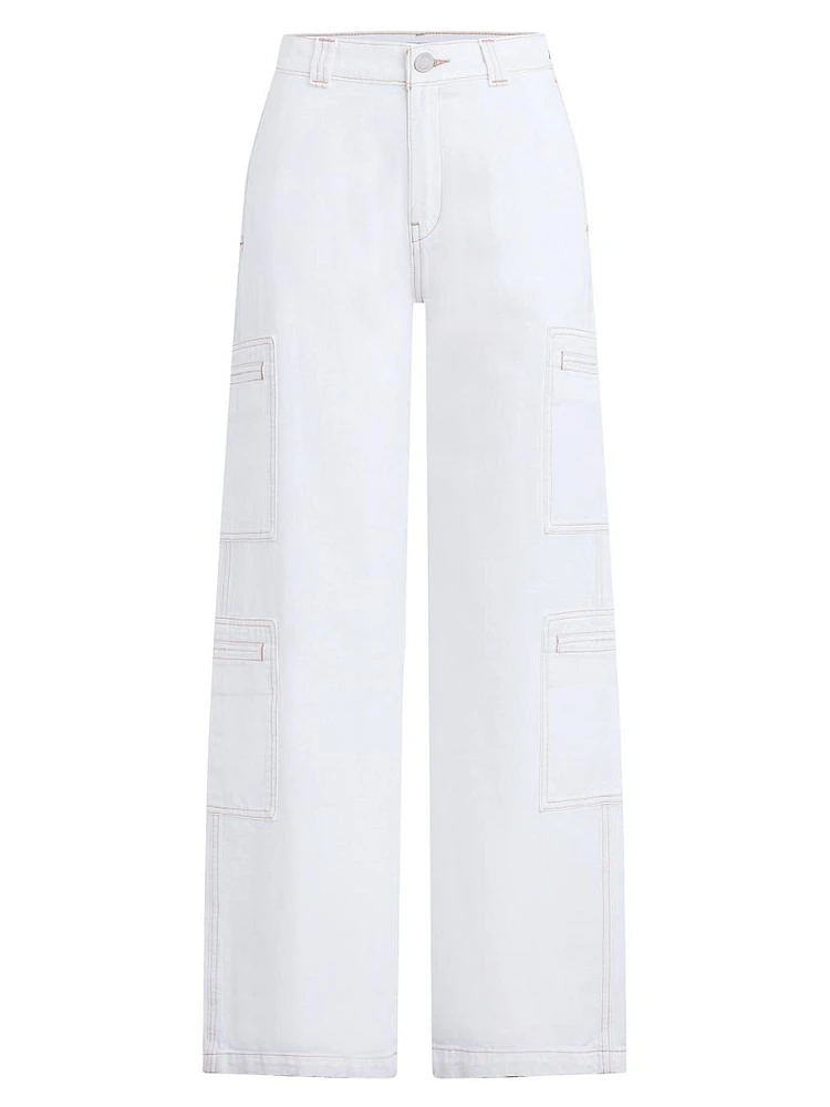 High-Rise Cargo Wide-Leg Jeans