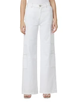 High-Rise Cargo Wide-Leg Jeans