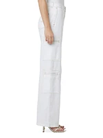 High-Rise Cargo Wide-Leg Jeans