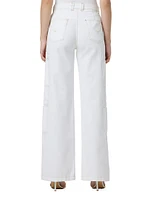 High-Rise Cargo Wide-Leg Jeans