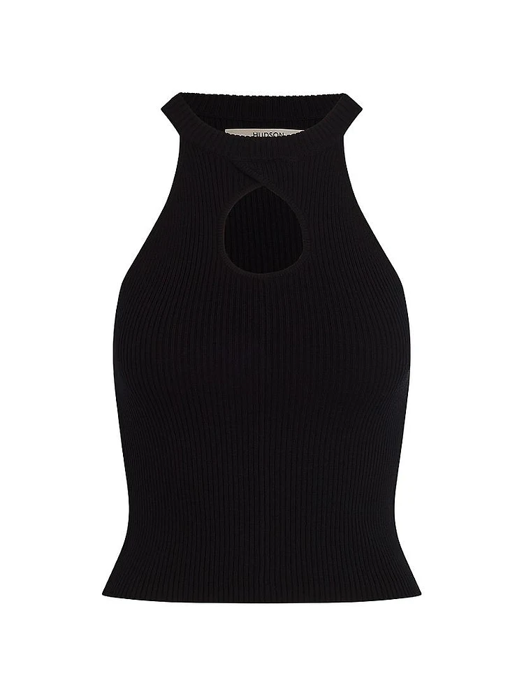 Rib-Knit Keyhole Racerback Tank