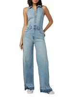 Halter Denim Wide-Leg Jumpsuit