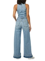 Halter Denim Wide-Leg Jumpsuit