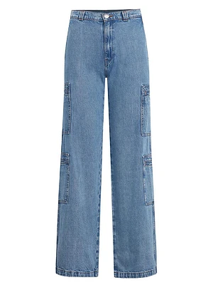 Petite High-Rise Cargo Wide-Leg Jeans