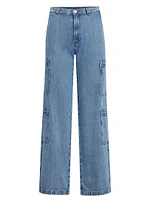 Petite High-Rise Cargo Wide-Leg Jeans