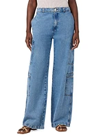 Petite High-Rise Cargo Wide-Leg Jeans