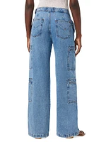 Petite High-Rise Cargo Wide-Leg Jeans