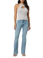 Petite Barbara High-Rise Slit Bootcut Jeans