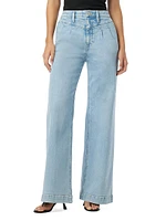 Jodie Pleated Front Yoke Wide-Leg Jeans