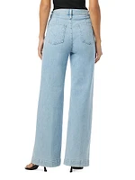 Jodie Pleated Front Yoke Wide-Leg Jeans