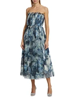 Marni Strapless Tulle Midi-Dress