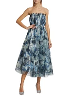 Marni Strapless Tulle Midi-Dress