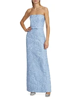 Sophia Jacquard Relief Strapless Gown