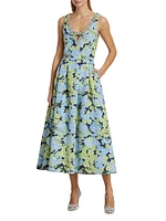 Millie Floral Embellished Faille Cocktail Dress