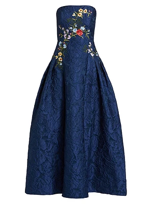 Belle Embroidered Jacquard Gown