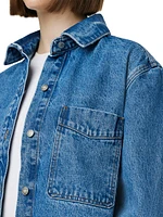 Cotton Denim Button-Front Shirt