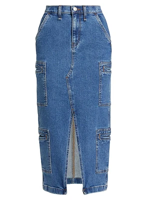 Denim Cargo-Style Skirt