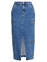 Denim Cargo-Style Skirt