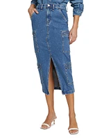 Denim Cargo-Style Skirt