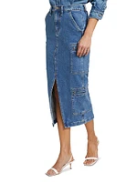 Denim Cargo-Style Skirt