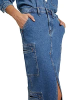 Denim Cargo-Style Skirt