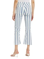 Le Crop Striped High-Rise Cropped Boot-Cut Jeans