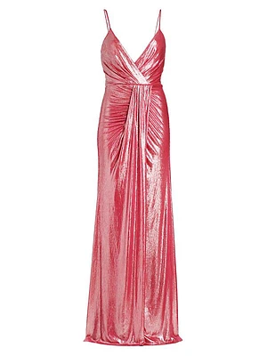 Kade Metallic Draped Gown