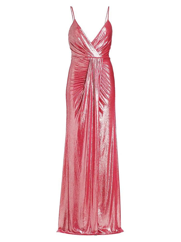 Kade Metallic Draped Gown